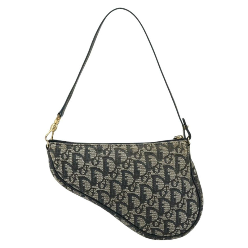 【日本直送】Christian Dior Trotter帆布馬鞍包 海軍藍 金色 正品 175907A-1