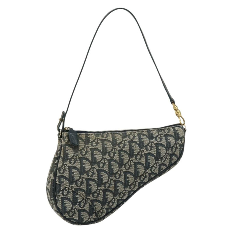 【日本直送】Christian Dior Trotter帆布馬鞍包 海軍藍 金色 正品 175907A-12