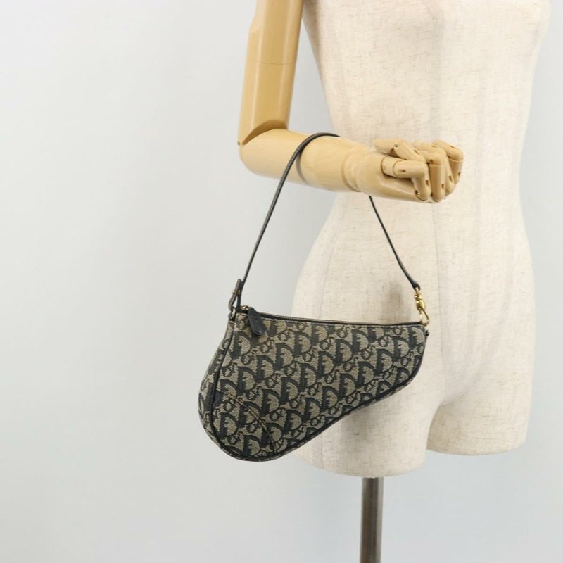 【日本直送】Christian Dior Trotter帆布馬鞍包 海軍藍 金色 正品 175907A-19
