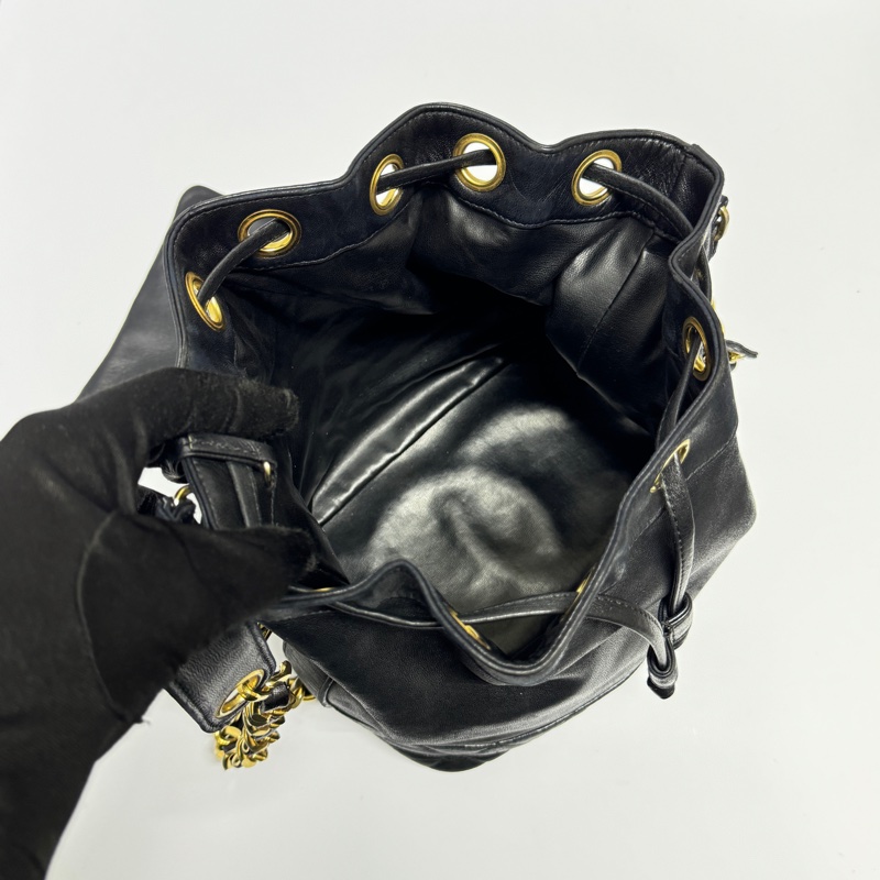 【極新🎁】 Chanel 黑金羊皮 水桶包 （專櫃223,000）-21
