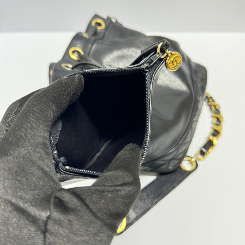 【極新🎁】 Chanel 黑金羊皮 水桶包 （專櫃223,000）-23