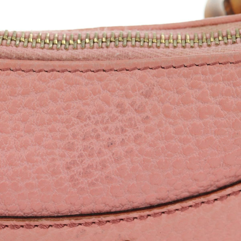【日本直送】GUCCI 竹節鉚釘單肩包 皮革 粉金 137378 Auth am11450V-2
