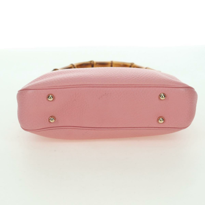 【日本直送】GUCCI 竹節鉚釘單肩包 皮革 粉金 137378 Auth am11450V-6