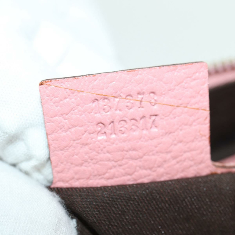 【日本直送】GUCCI 竹節鉚釘單肩包 皮革 粉金 137378 Auth am11450V-10