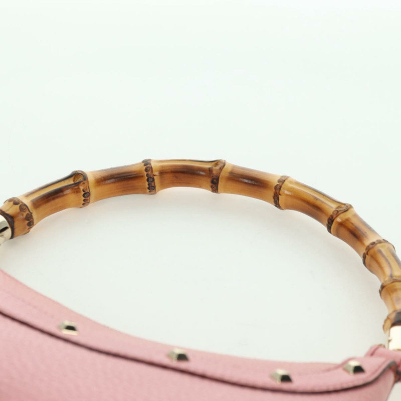 【日本直送】GUCCI 竹節鉚釘單肩包 皮革 粉金 137378 Auth am11450V-13