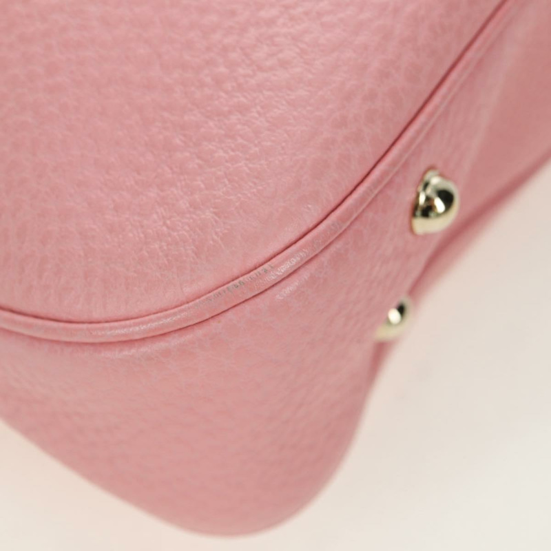 【日本直送】GUCCI 竹節鉚釘單肩包 皮革 粉金 137378 Auth am11450V-14