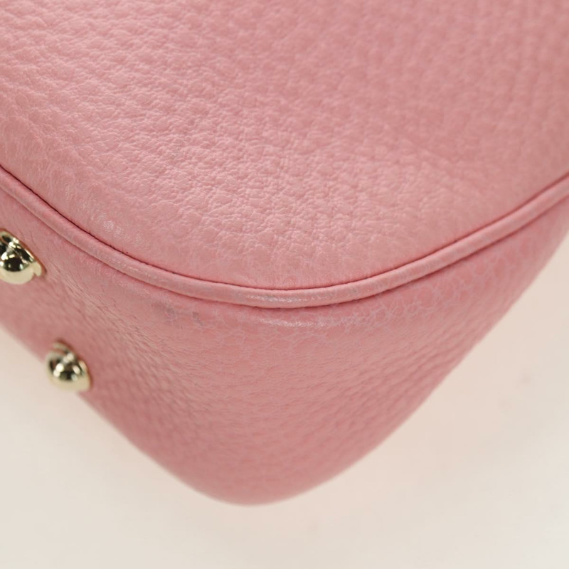 【日本直送】GUCCI 竹節鉚釘單肩包 皮革 粉金 137378 Auth am11450V-15