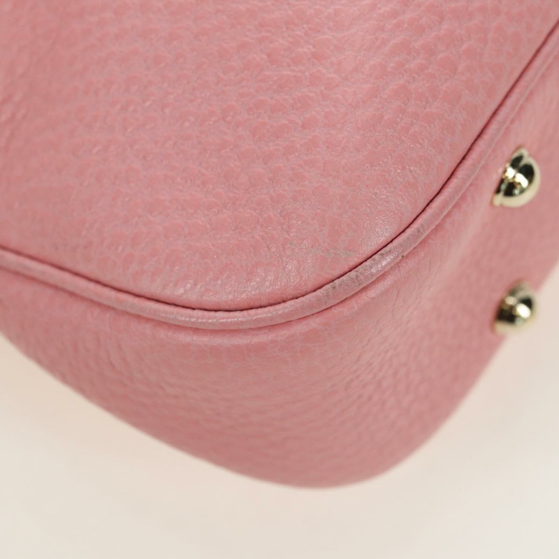 【日本直送】GUCCI 竹節鉚釘單肩包 皮革 粉金 137378 Auth am11450V-16