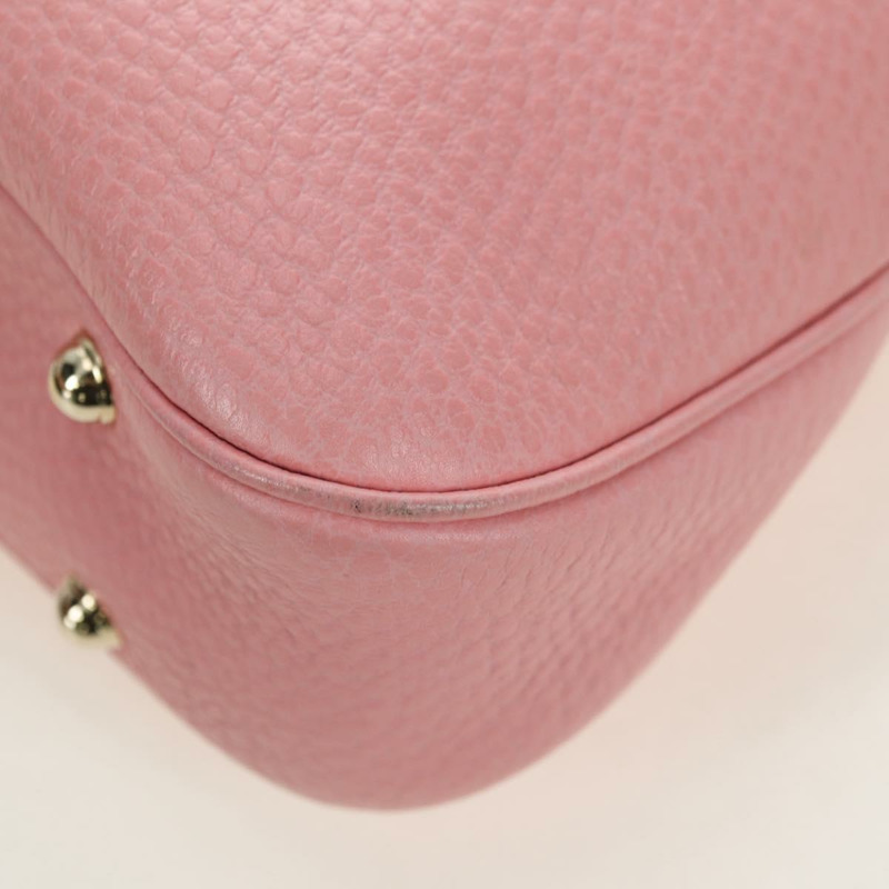 【日本直送】GUCCI 竹節鉚釘單肩包 皮革 粉金 137378 Auth am11450V-17