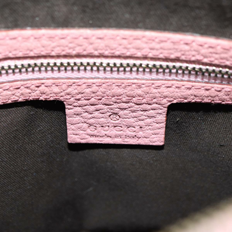 【日本直送】GUCCI 竹節鉚釘單肩包 皮革 粉金 137378 Auth am11450V-19