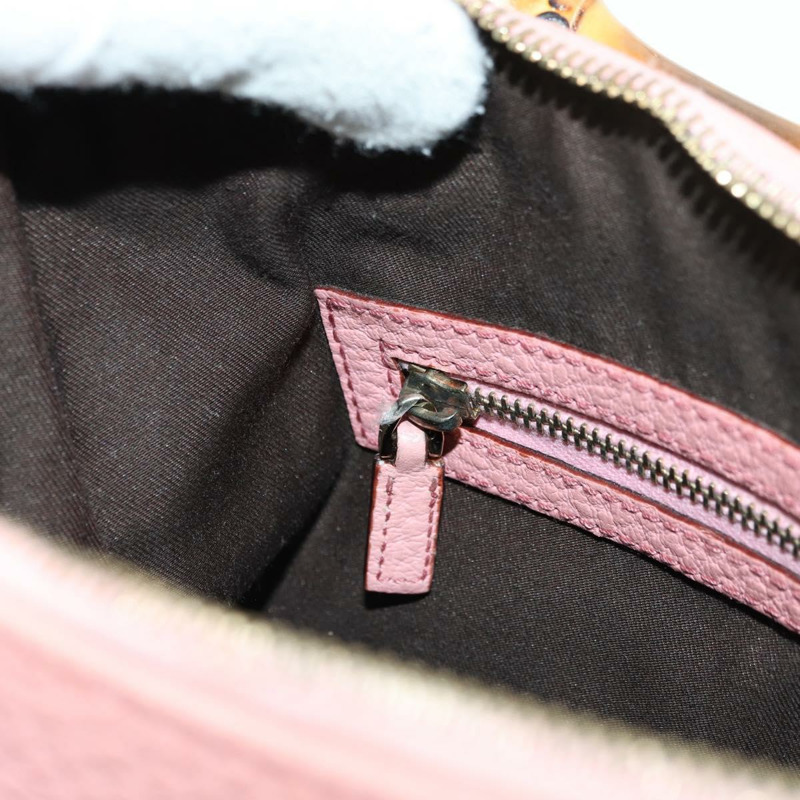 【日本直送】GUCCI 竹節鉚釘單肩包 皮革 粉金 137378 Auth am11450V-22