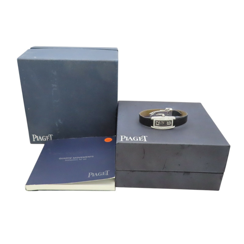 黑色錶盤 皮帶 18K白金 鑽框 Limelight 腕錶【Piaget 伯爵】 GOA27082-9