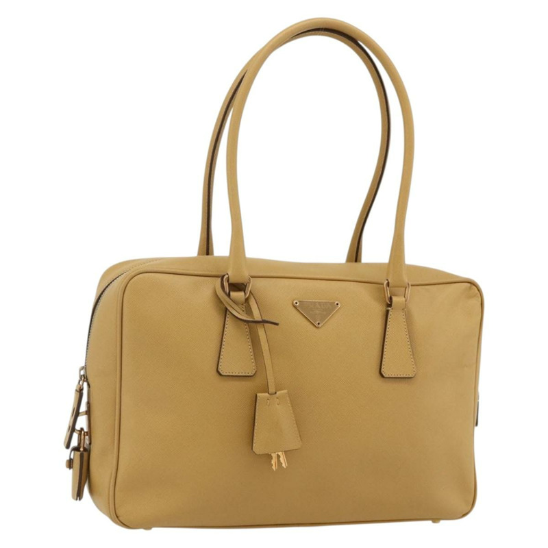 【日本直送】PRADA 手提包 Safiano 皮革 米色 金色 正品 176972A-0