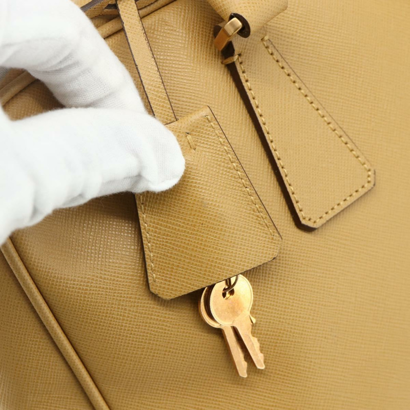 【日本直送】PRADA 手提包 Safiano 皮革 米色 金色 正品 176972A-9
