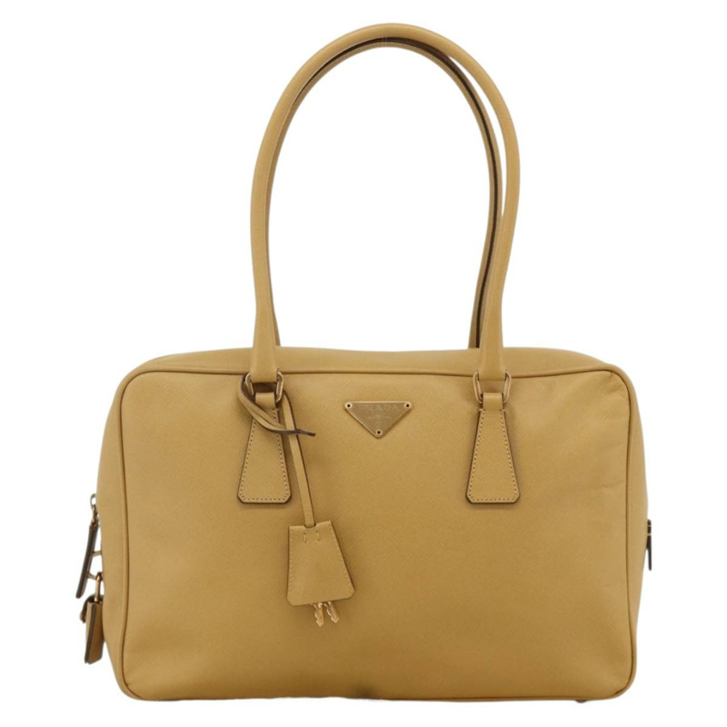 【日本直送】PRADA 手提包 Safiano 皮革 米色 金色 正品 176972A-12