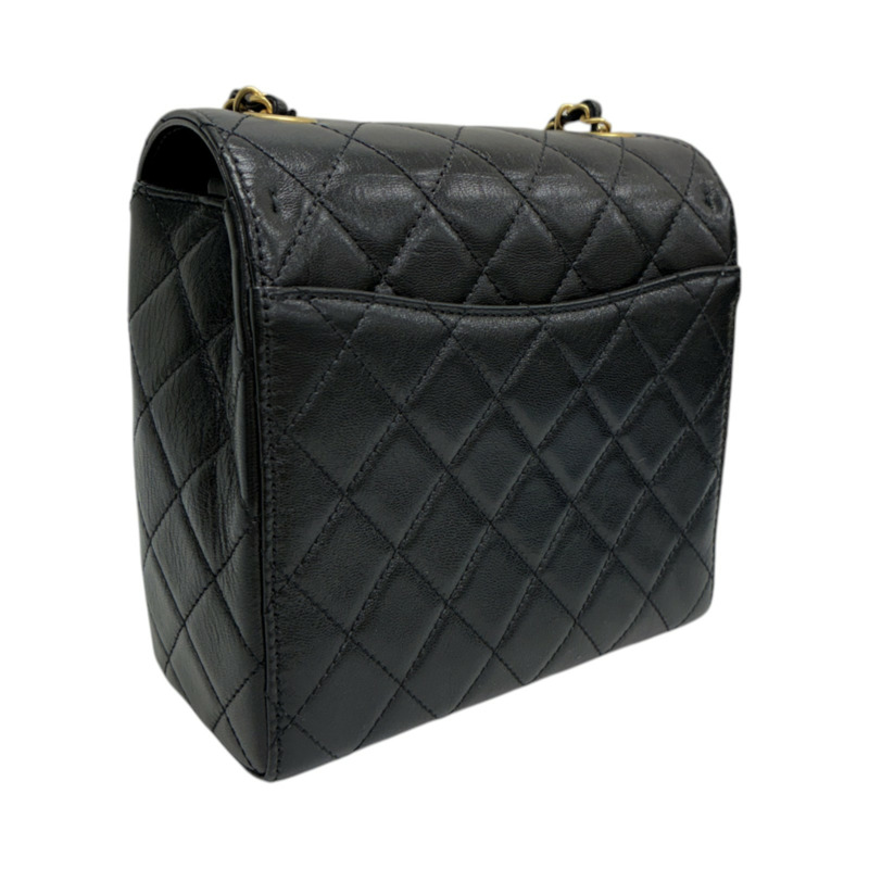黑色 菱格紋 牛皮 方形 翻蓋 肩背包【CHANEL 香奈兒】 AS3649-1