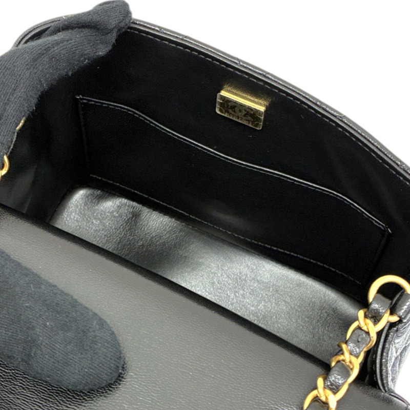 黑色 菱格紋 牛皮 方形 翻蓋 肩背包【CHANEL 香奈兒】 AS3649-2