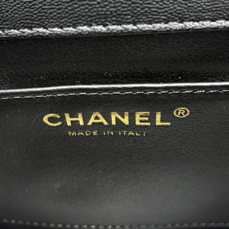 黑色 菱格紋 牛皮 方形 翻蓋 肩背包【CHANEL 香奈兒】 AS3649-4