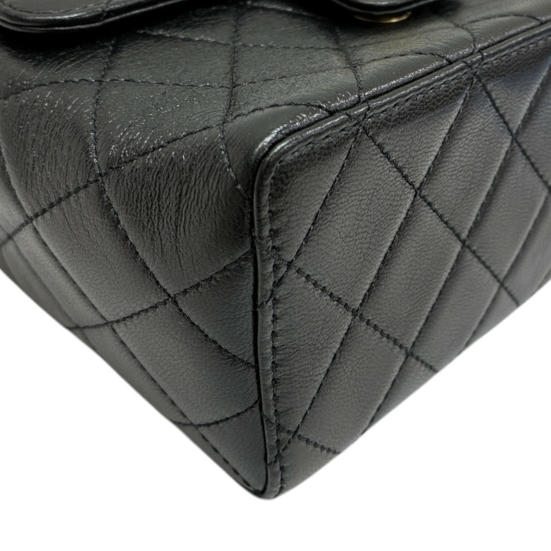 黑色 菱格紋 牛皮 方形 翻蓋 肩背包【CHANEL 香奈兒】 AS3649-10
