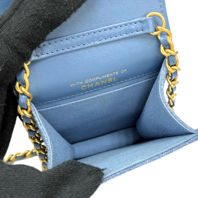 藍色 丹寧 Mini Cross Body 鏈帶 肩背包【CHANEL 香奈兒】-2