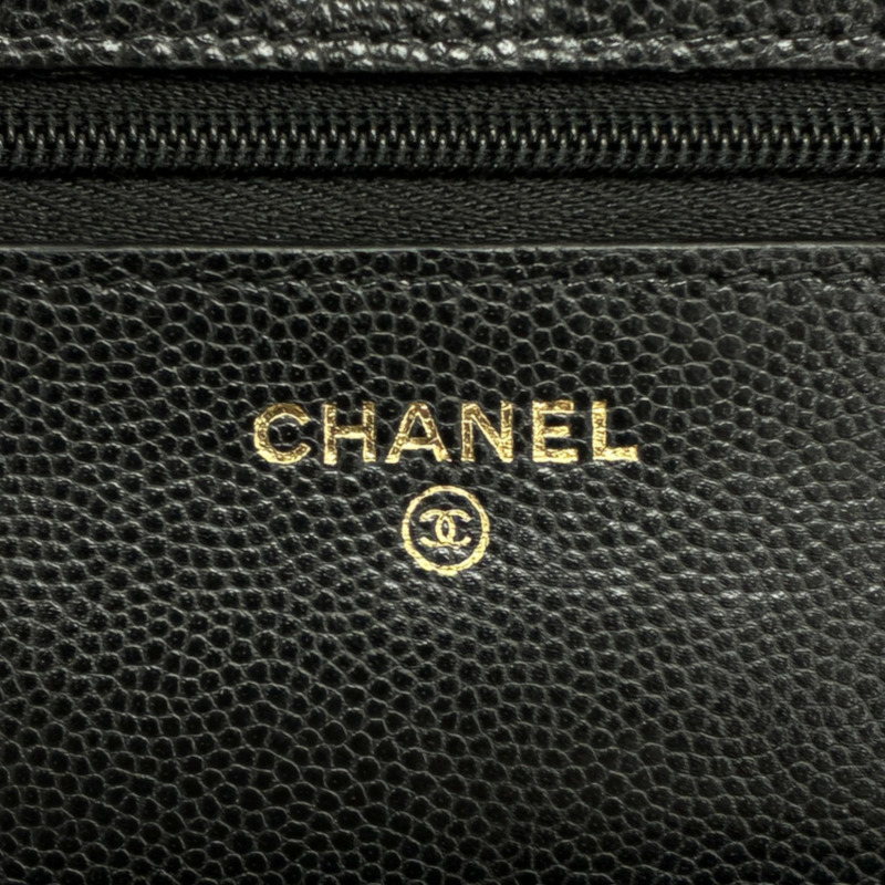 黑色 荔枝紋 牛皮 金幣 WOC 肩背包 金扣【CHANEL 香奈兒】 AP3113-6