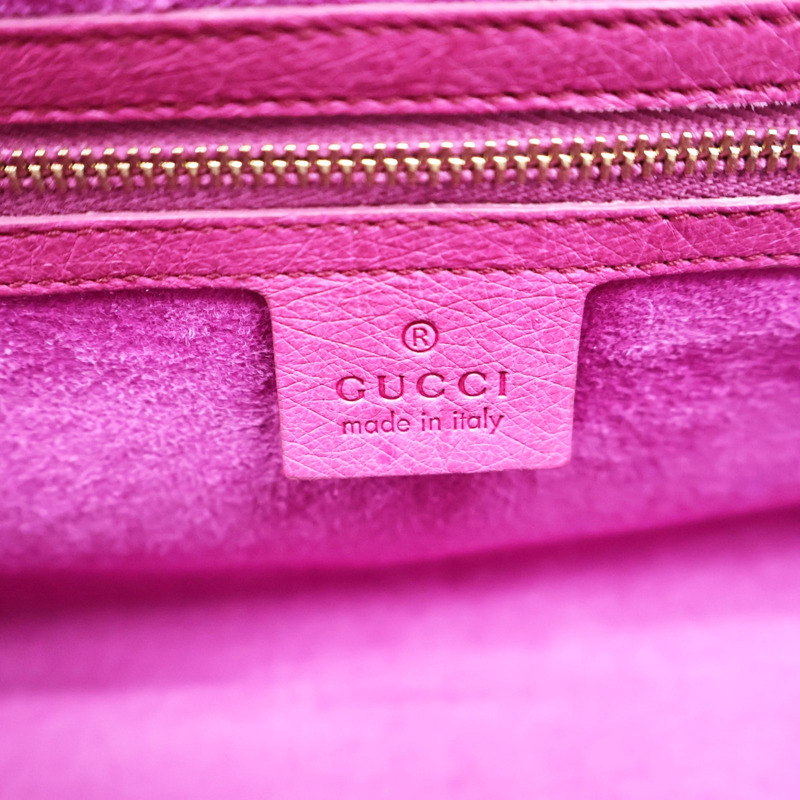 粉色 鴕鳥皮 Bamboo Bullet 手提包【GUCCI 古馳】 111713-3
