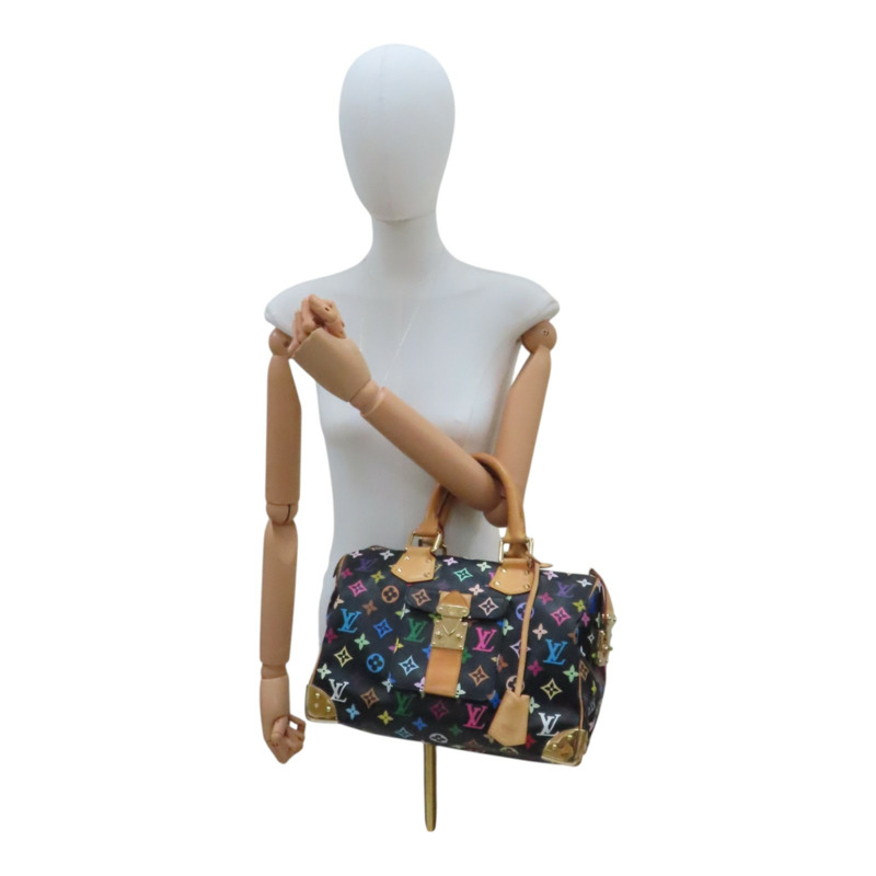 黑彩 原花帆布 村上隆 Speedy 30 手提包【LOUIS VUITTON LV 路易威登】 M92642-7