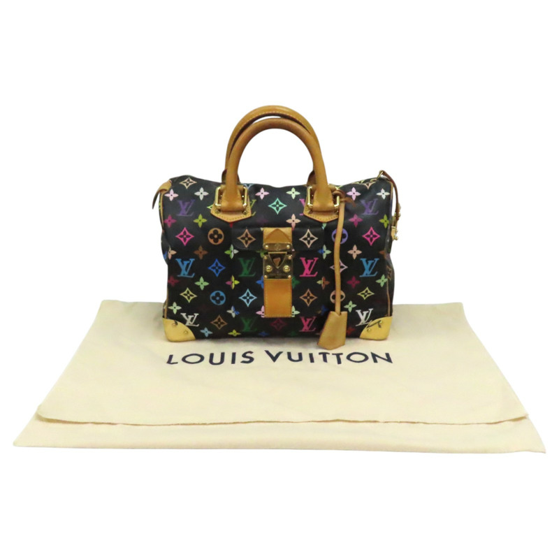 黑彩 原花帆布 村上隆 Speedy 30 手提包【LOUIS VUITTON LV 路易威登】 M92642-8