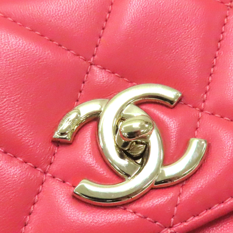 粉色 菱格紋 羊皮 Trendy CC 兩用包 金扣【CHANEL 香奈兒】 A92236-7