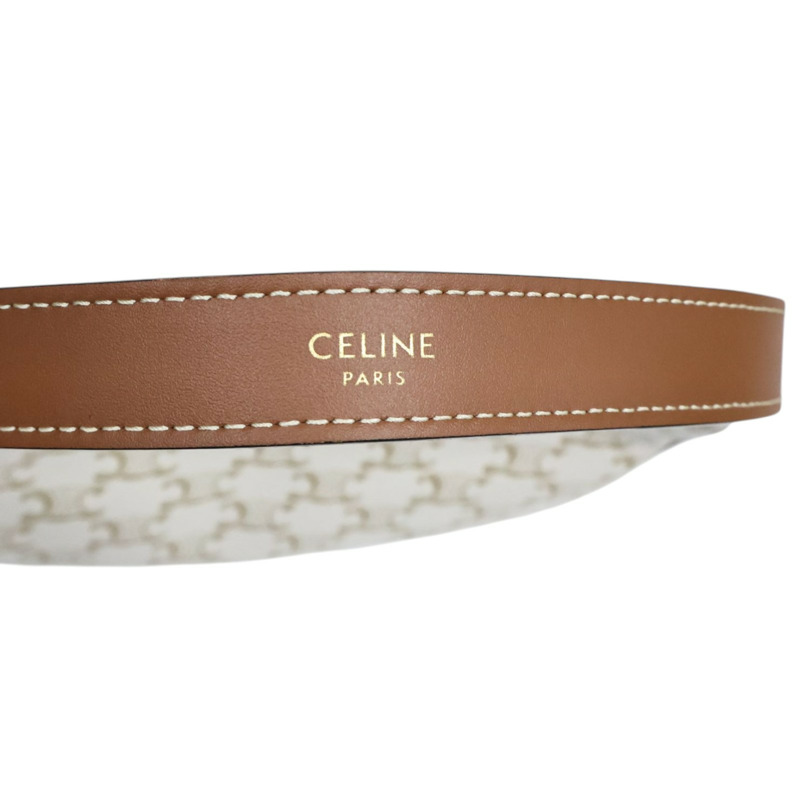 白色帆布 棕色牛皮 Ava 肩背包【CELINE 賽琳】 193952BZJ.01BC-3