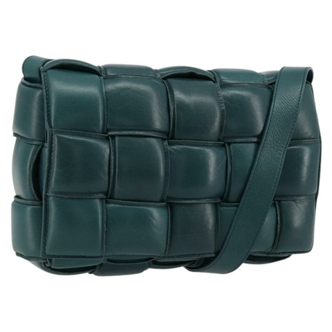 BOTTEGA VENETA MAXI INTRECCIATO 加墊盒式包皮革綠色正品 ka4105SAV