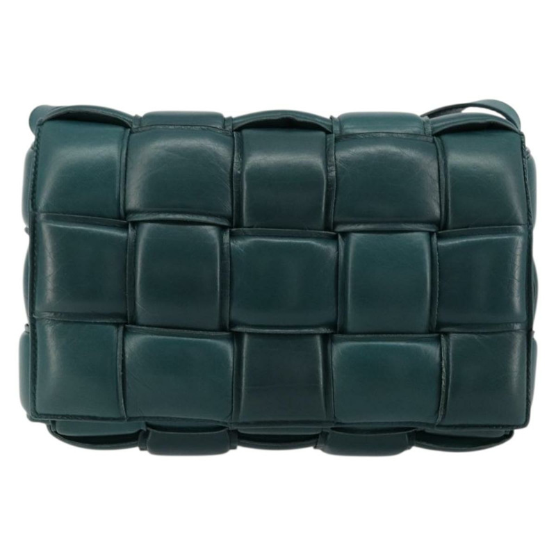 【日本直送】BOTTEGA VENETA MAXI INTRECCIATO 加墊盒式包皮革綠色正品 ka4105SAV-12