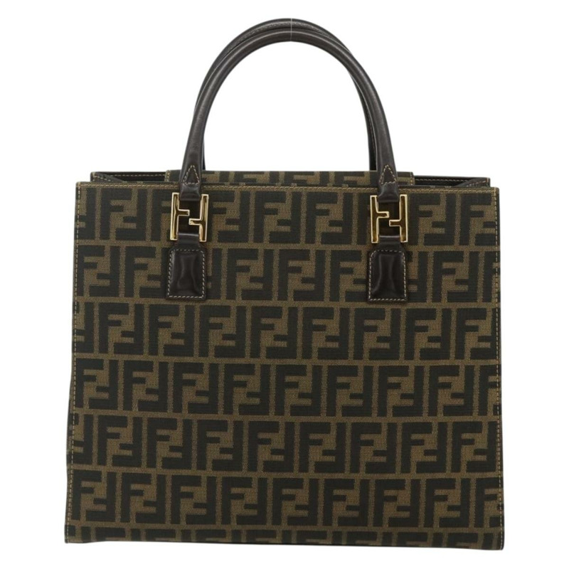 【日本直送】FENDI Zucca帆布手提包 黑色棕色 正品 177096A-1