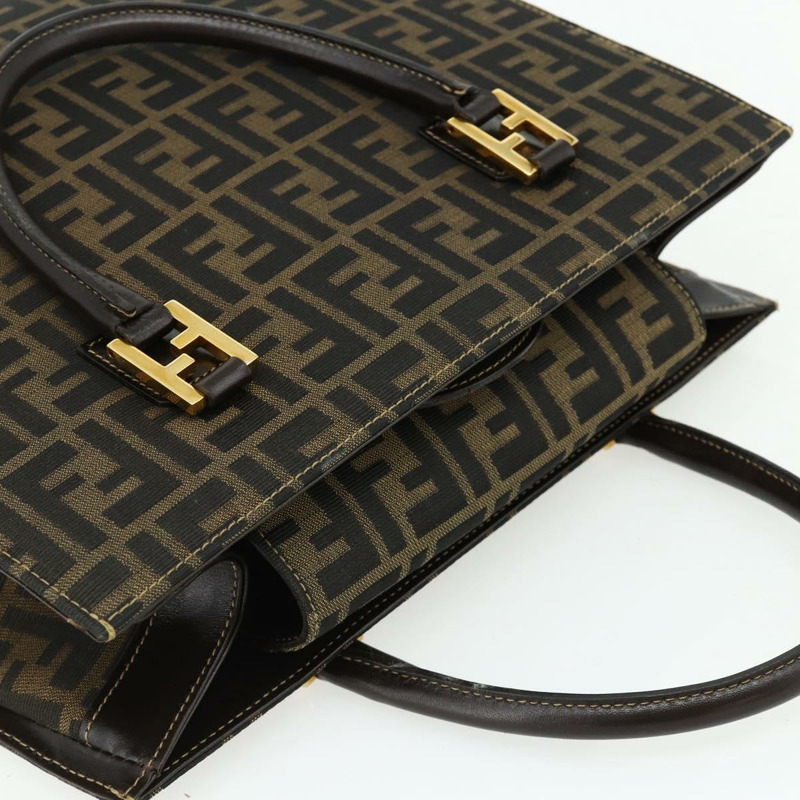 【日本直送】FENDI Zucca帆布手提包 黑色棕色 正品 177096A-5