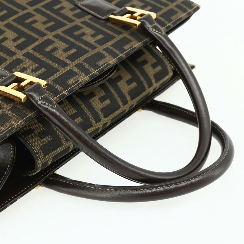 【日本直送】FENDI Zucca帆布手提包 黑色棕色 正品 177096A-6