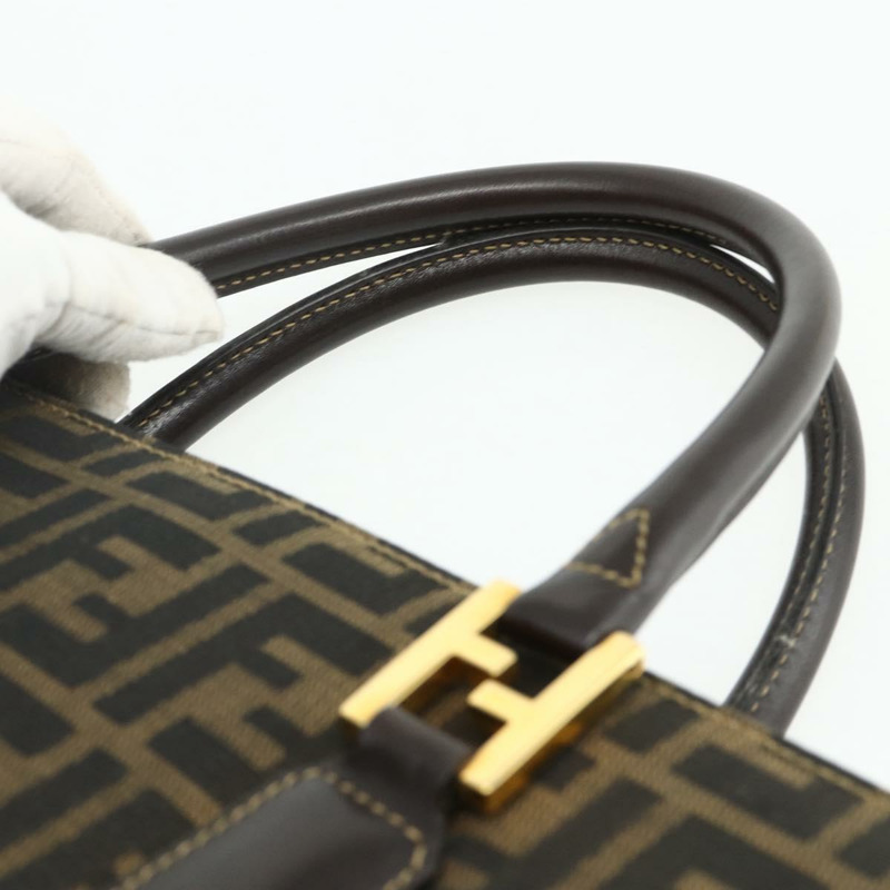 【日本直送】FENDI Zucca帆布手提包 黑色棕色 正品 177096A-7