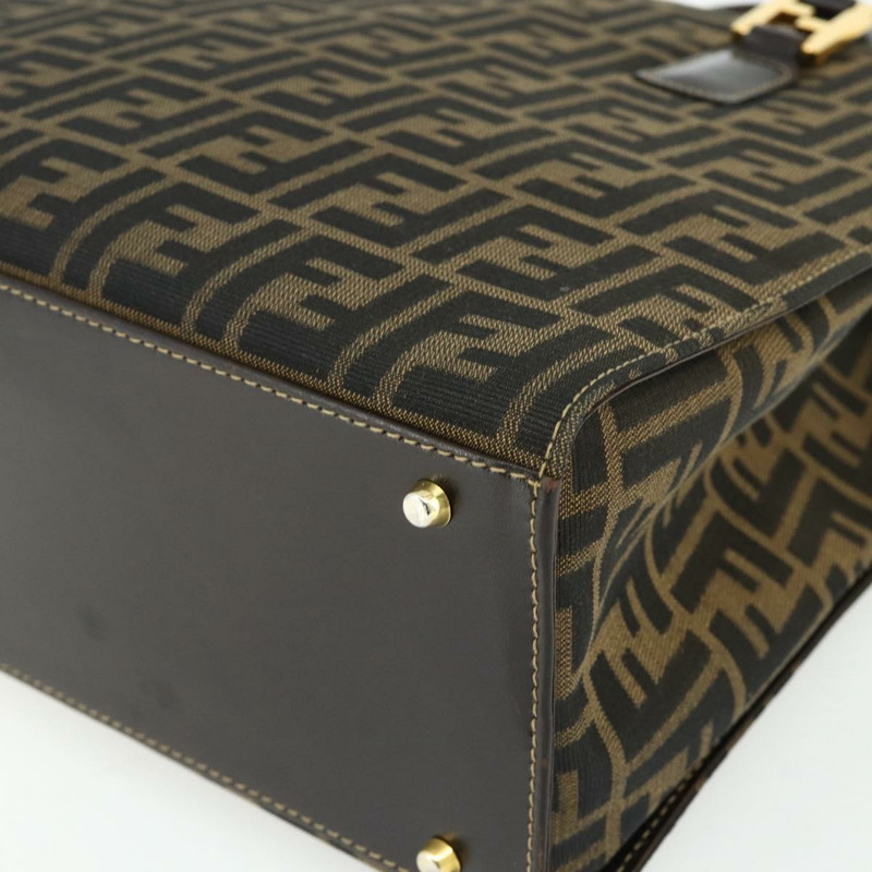 【日本直送】FENDI Zucca帆布手提包 黑色棕色 正品 177096A-8