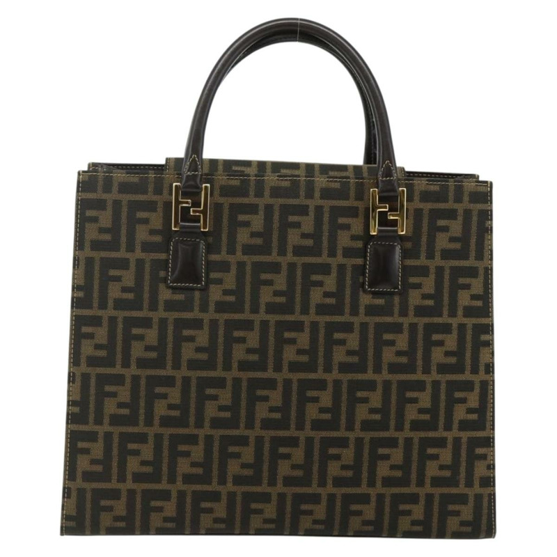 【日本直送】FENDI Zucca帆布手提包 黑色棕色 正品 177096A-12