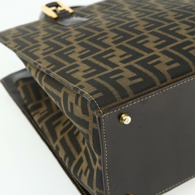 【日本直送】FENDI Zucca帆布手提包 黑色棕色 正品 177096A-13