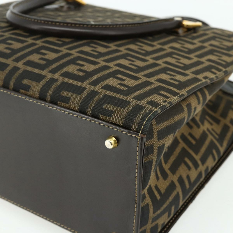 【日本直送】FENDI Zucca帆布手提包 黑色棕色 正品 177096A-14