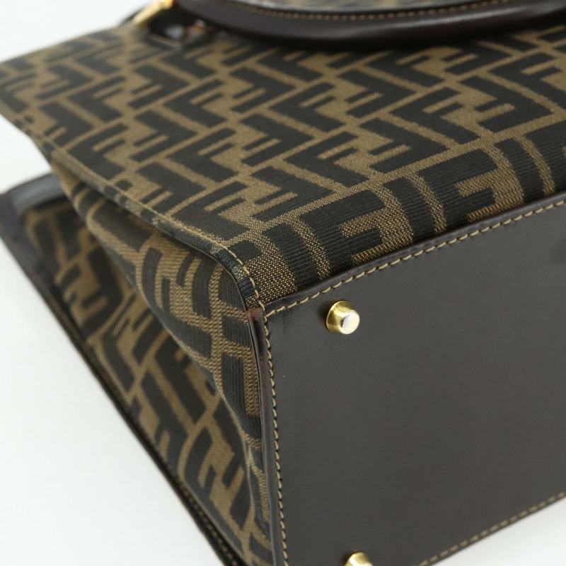 【日本直送】FENDI Zucca帆布手提包 黑色棕色 正品 177096A-15