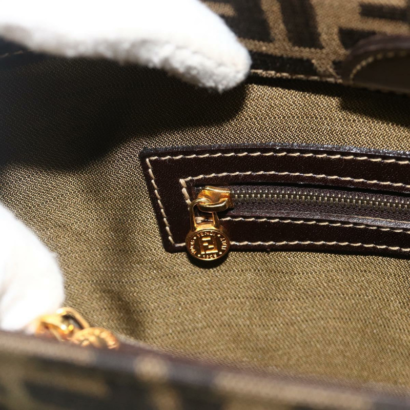 【日本直送】FENDI Zucca帆布手提包 黑色棕色 正品 177096A-18