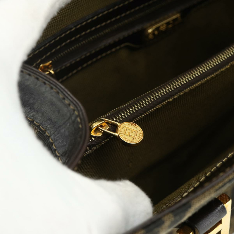 【日本直送】FENDI Zucca帆布手提包 黑色棕色 正品 177096A-20