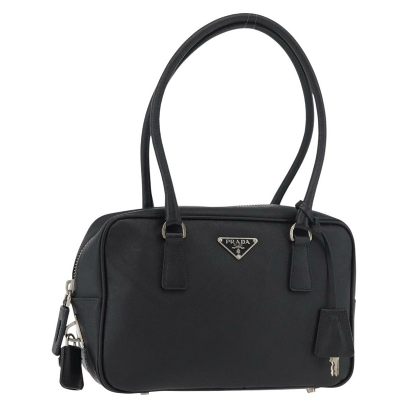 【日本直送】PRADA 手提包 Safiano 皮革 黑色 銀色 正品 ep14437A-0