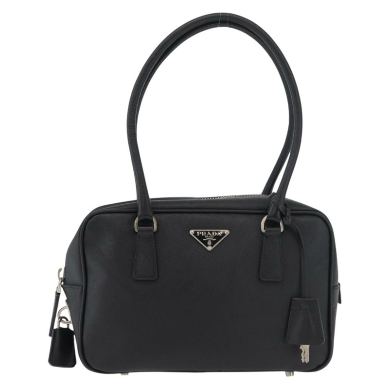 【日本直送】PRADA 手提包 Safiano 皮革 黑色 銀色 正品 ep14437A-12