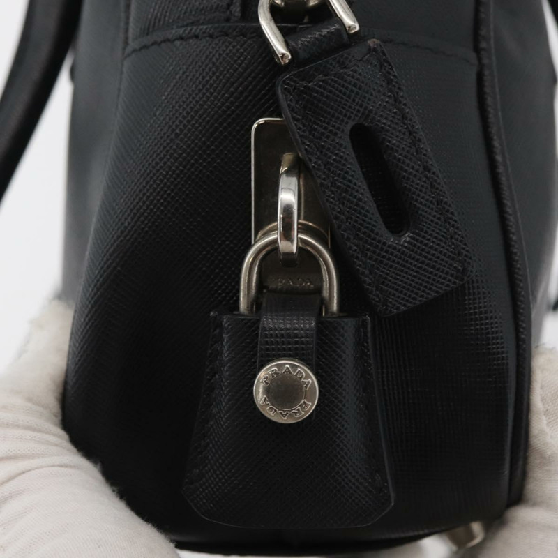 【日本直送】PRADA 手提包 Safiano 皮革 黑色 銀色 正品 ep14437A-16