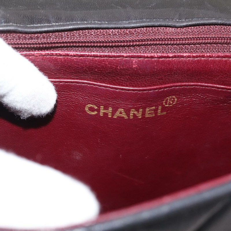 【日本直送】香奈兒 (CHANEL) 絎縫鏈條肩背包，羊皮材質，黑色，金色雙C標誌，正品編號 175090SAV-20