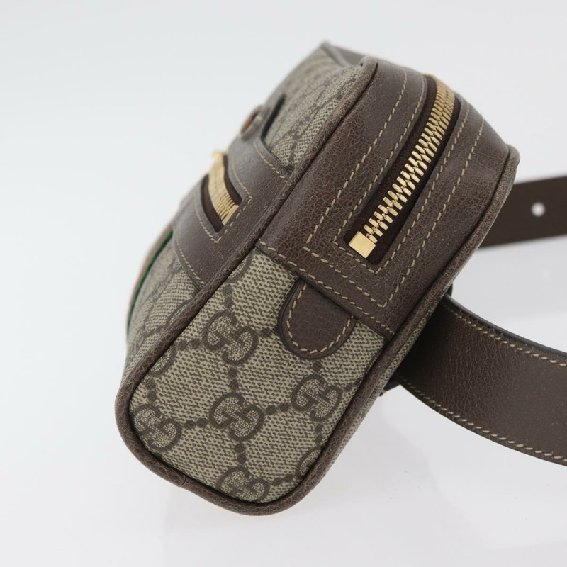【日本直送】GUCCI GG Supreme Web Sherry Line 腰包 PVC 米色 金色 517076 正品 175059SAM-2