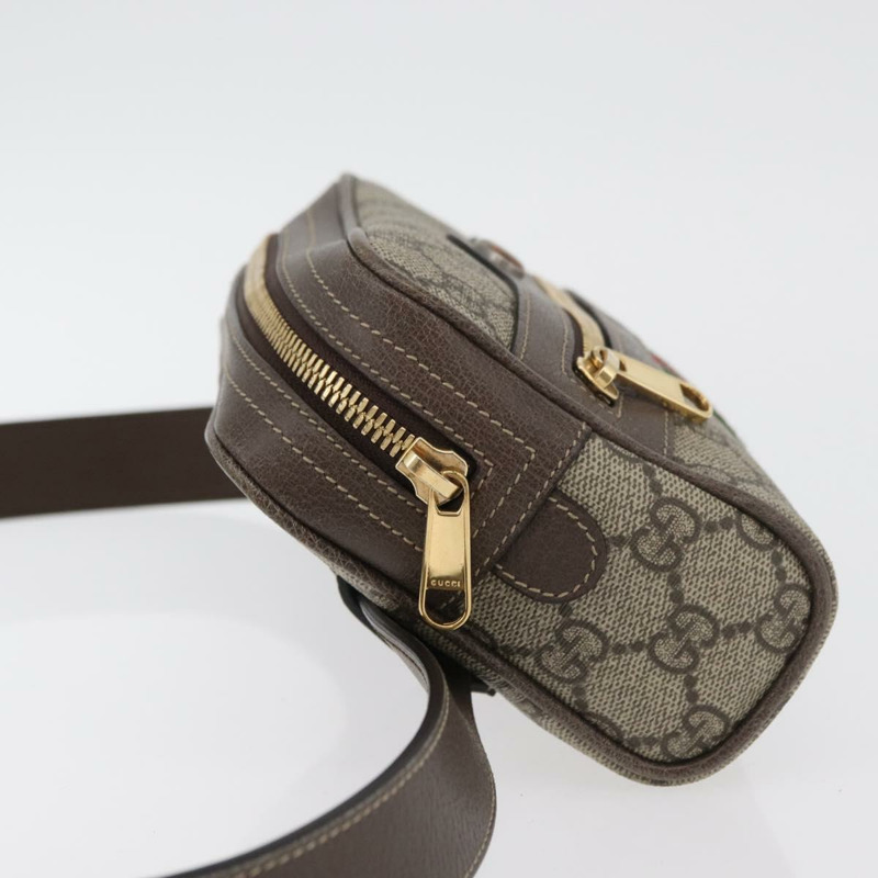 【日本直送】GUCCI GG Supreme Web Sherry Line 腰包 PVC 米色 金色 517076 正品 175059SAM-3