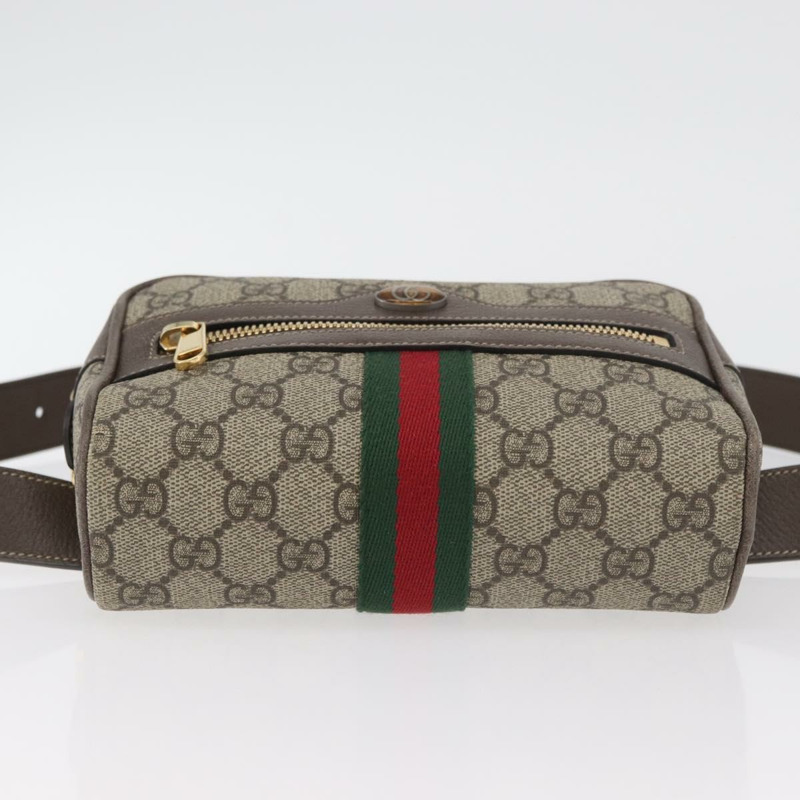 【日本直送】GUCCI GG Supreme Web Sherry Line 腰包 PVC 米色 金色 517076 正品 175059SAM-4